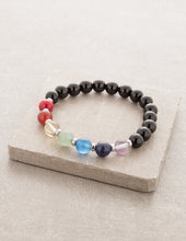 Load image into Gallery viewer, Black Agate Seven Chakra Bracelet