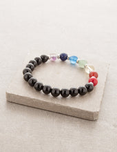 Load image into Gallery viewer, Black Agate Seven Chakra Bracelet