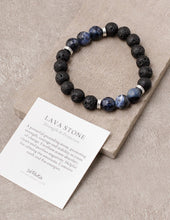 Load image into Gallery viewer, Lava and Sodalite Bead Bracelet