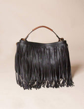Load image into Gallery viewer, Vegan Leather 2-in-1 Fringe Tote - Black