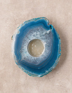 Agate Candle Holder - Blue