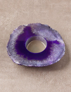 Agate Candle Holder - Purple - As Is Clearance