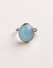 Load image into Gallery viewer, Aquamarine Silver Gemstone Ring - Adjustable
