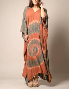 Aurora Tie-Dye Kaftan - Rust