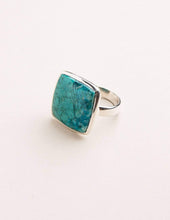Load image into Gallery viewer, Azurite Malachite Square Cut Ring - Adjustable
