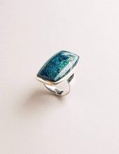 Load image into Gallery viewer, Azurite Malachite Square Gemstone Ring - One-of-a-Kind

