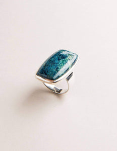 Azurite Malachite Square Gemstone Ring - One-of-a-Kind