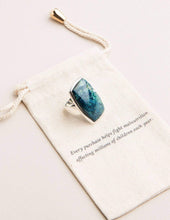 Load image into Gallery viewer, Azurite Malachite Square Gemstone Ring - One-of-a-Kind
