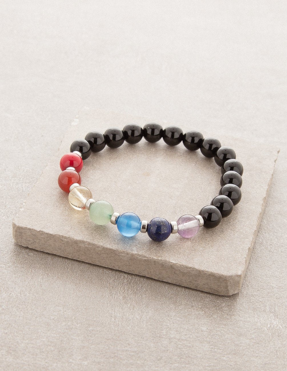 Black Agate Seven Chakra Bracelet