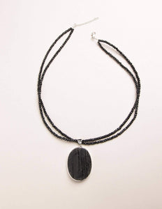 Black Tourmaline Beaded Necklace - One of a Kind