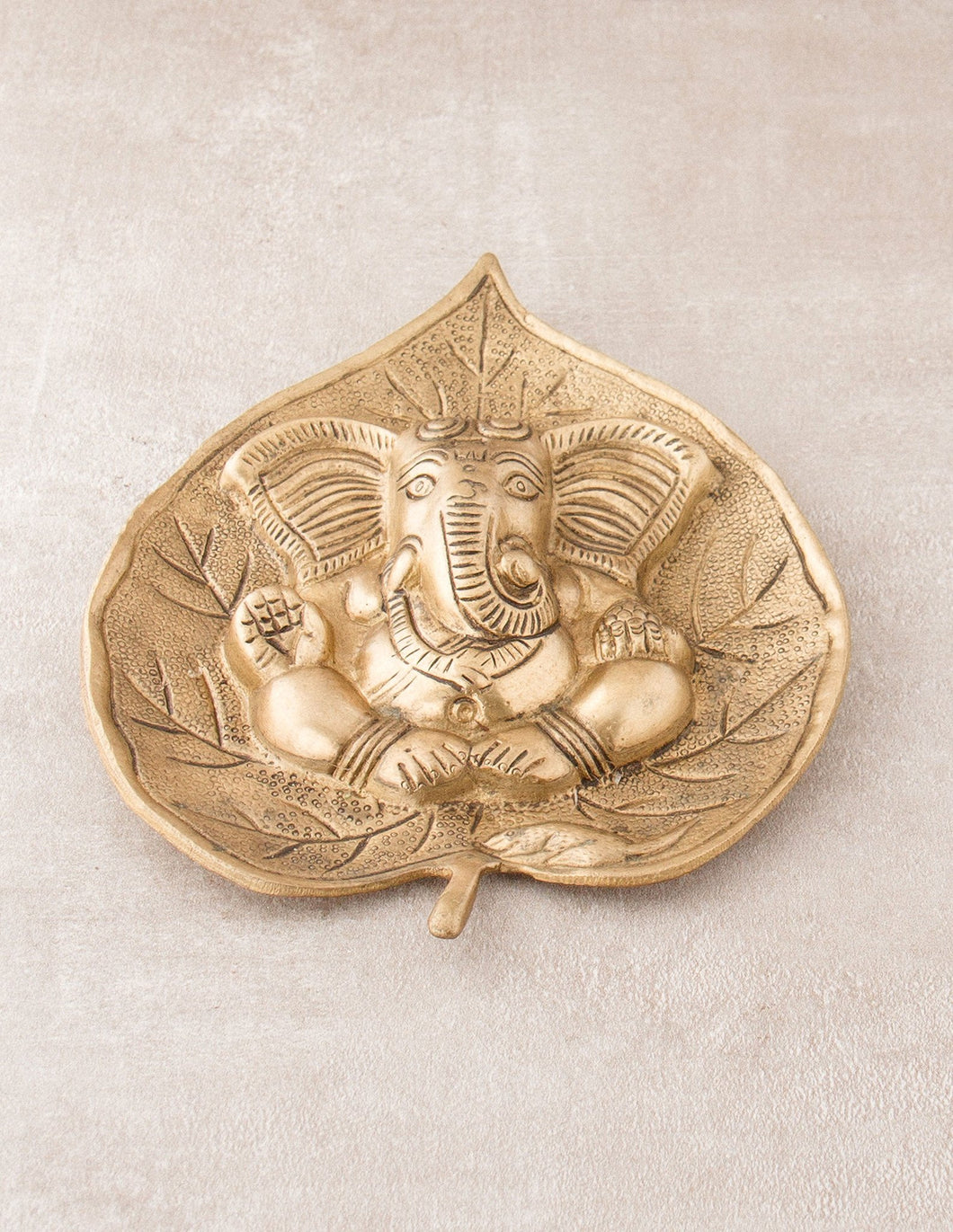 Brass Ganesh Bodhi Leaf Wall Hanging