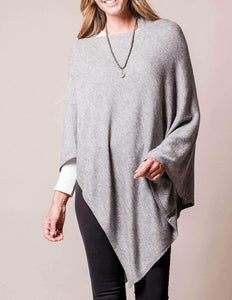 Cashmere & Wool Poncho - Grey Heather