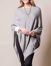 Load image into Gallery viewer, Cashmere &amp; Wool Poncho - Grey Heather
