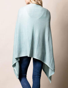 Cashmere & Wool Poncho - Sea