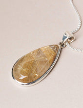 Load image into Gallery viewer, Golden Rutilated Quartz Teardrop Necklace
