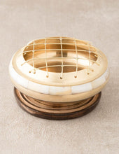 Load image into Gallery viewer, Indian Brass with Mother of Pearl Resin Burner
