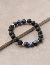 Load image into Gallery viewer, Lava and Sodalite Bead Bracelet
