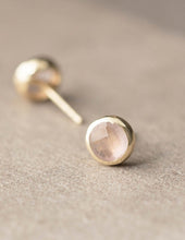 Load image into Gallery viewer, Rose Quartz &amp; Gold Stud Earrings
