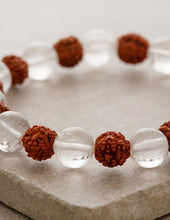 Load image into Gallery viewer, Rudraksha and Crystal Quartz Bracelet
