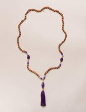 Load image into Gallery viewer, Third Eye Chakra Amethyst &amp; Rudraksha Mala
